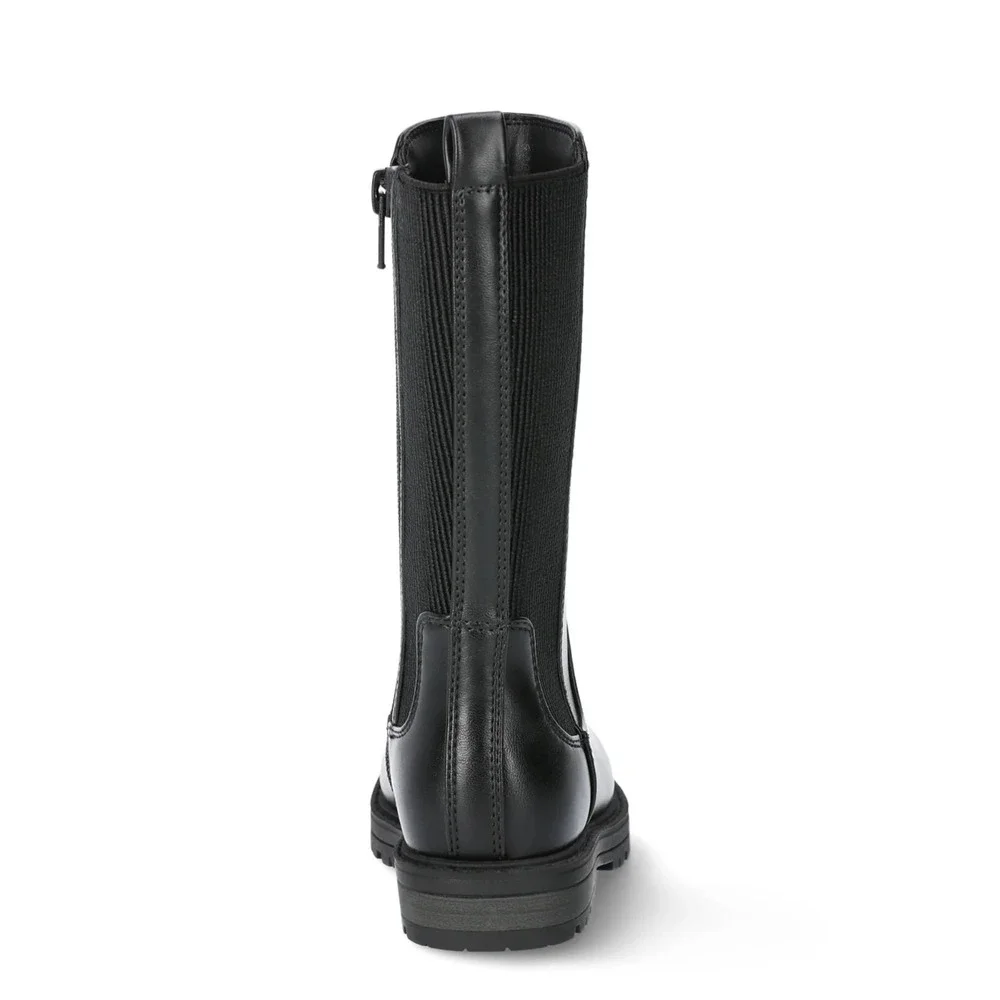 Wonder Nation Toddler Girls Boots Size 10 Black Tall Moto Riding Zip Pull On